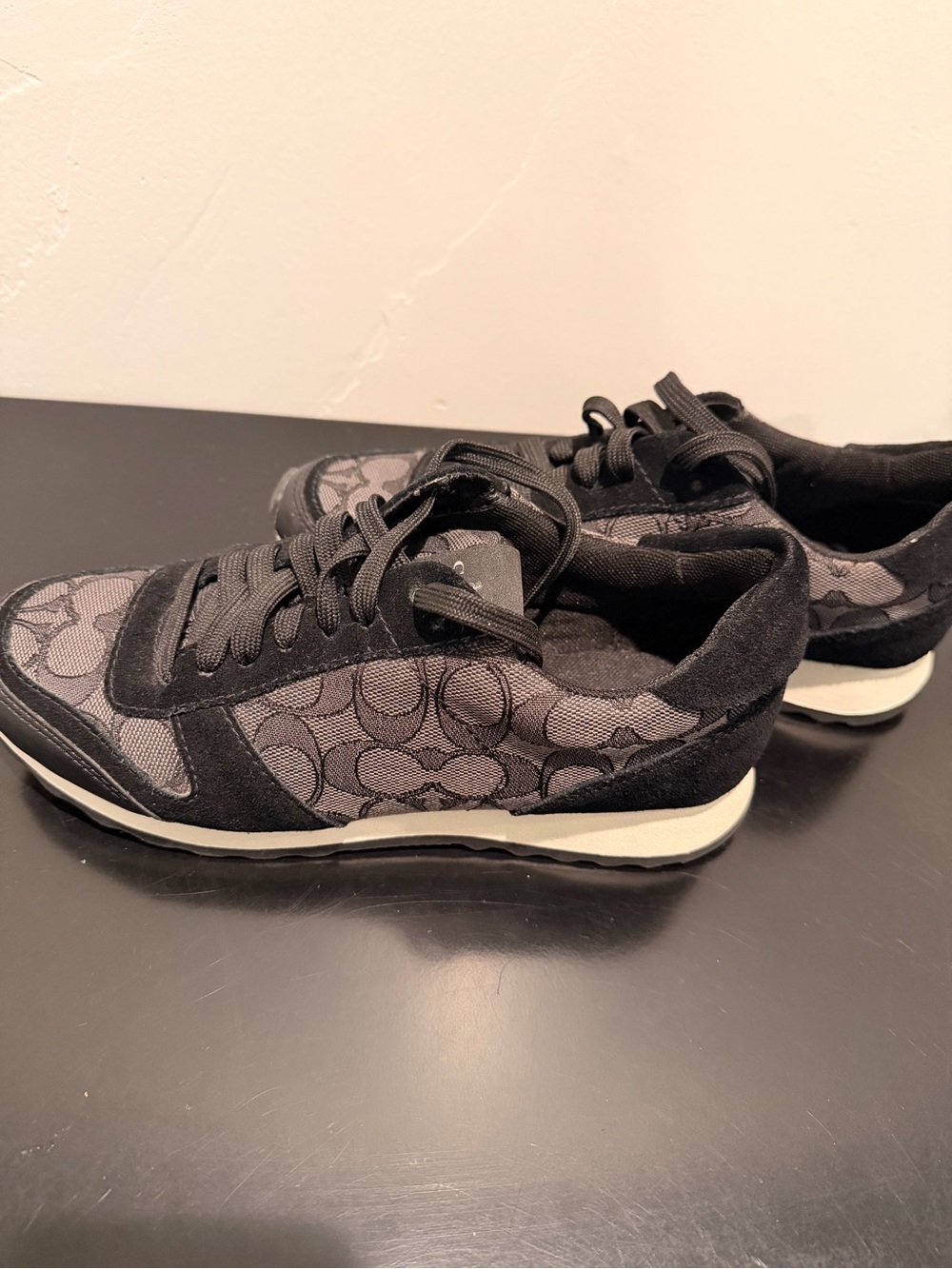 Coach Black and Gray Signature Runner Sneakers